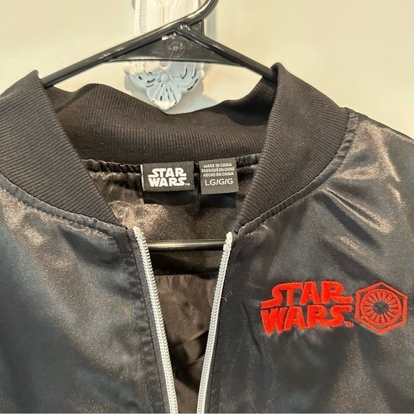 Star Wars Satin Jacket Tie Fighter Full Zip Bomber Jacket Stitch Logo Youth XL - Picture 4 of 13